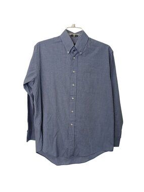 Gant Mens Wrinkle-Less Blue Check Button Shirt16 34/35 Long Sleeve Classic #D-36
